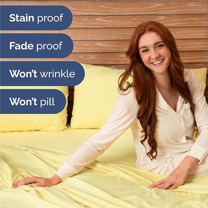 King 6 Piece Sheet Set - Cooling, Comfy & Breathable - Hotel Luxury Bedding, Includes Fitted Sheet for Women, Men, Kids and Teens - 1 Flat, 1 Fitted Sheet, 4 Pillowcases with Deep Pockets - Yellow