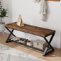 LVB Rustic Entryway Bench, 47” Shoe Bench with Storage for Entry Way, Industrial Shoe Rack Bench with Seating for Foyer Entrance, Farmhouse Wood Bench for Hallway Living Room Bedroom, Rustic Brown
