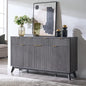 OKD Fluted Storage Cabinet with Drawers, 60" Morden Buffet Sideboard Coffee Bar Cabinet with 4 Doors and 3 Drawers for Dining Room, Living Room,Hallway (Dark Alder)