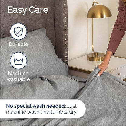 Cal King Size 4 Piece Sheet Set - Comfy Breathable & Cooling Bed Sheets Set - Hotel Luxury Bedding for Women, Men, Kids, Teens, Boys & Girls - Deep Pockets and Wrinkle Free - Grey (Heathered Sheets)