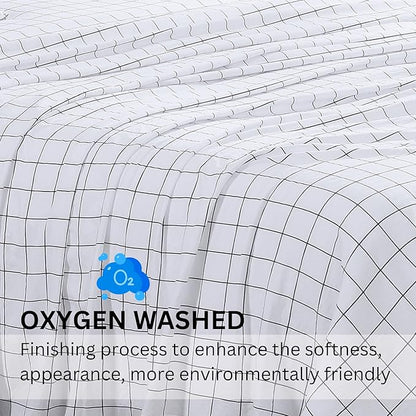 Casa Platino Bed Sheets California King Size, Pre-Washed Ultra Soft & Breathable California King Bed Sheets Set, 100% Hydro-Brushed Microfiber Cooling California King Sheets Deep Pocket - Windowpane
