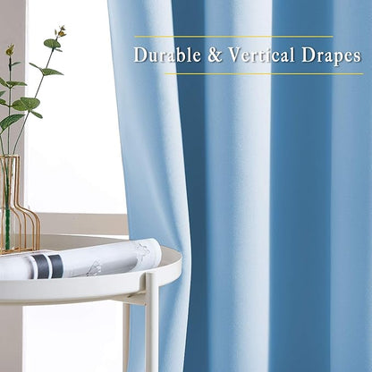 NICETOWN Blackout Room Divider Curtains 118 inches Long, Grommet Thermal Window Treatments Sound Reducing Drapes for Sliding Glass Door, Blue, W66 x L118, 2 Pieces