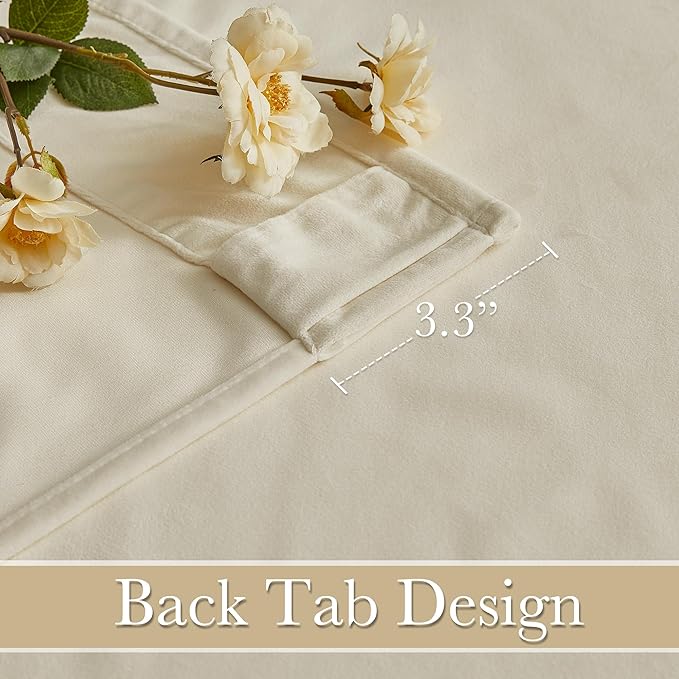 RYB Home Light Beige Velvet Curtains 84 inches Length - Thermal Insulated Drapes Window Treatment Luxury Solid Decor for Home Office Study Room, W42 x L84 inches, 2 Panels
