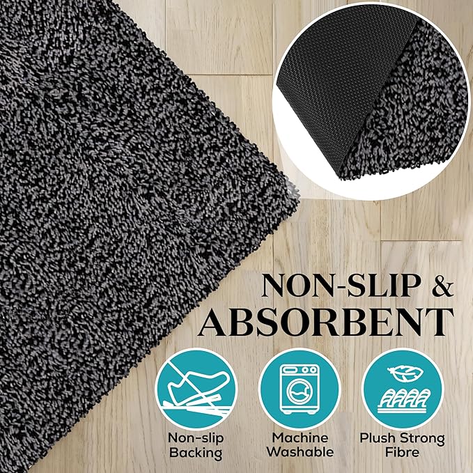 Premium Microfiber Indoor Door Mat – 36"x72" Washable Entry Mat, Non-Slip, Waterproof Backing, Super Absorbent, Low Profile Entryway Doormat for Indoor Entrance