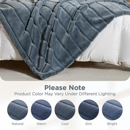 Sophia & William Throw Blanket for Couch Sofa(60x80 Inches) - Faux Fur Throw Soft Cozy, Gifts for Women, Blue