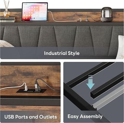 LIKIMIO Daybed with Trundle Bed, Twin Bed Frame with Storage Headboard and Charging Station, Sofa Day Bed with Strong Supports for Living Room, Bedroom, and Guest Room, Grey