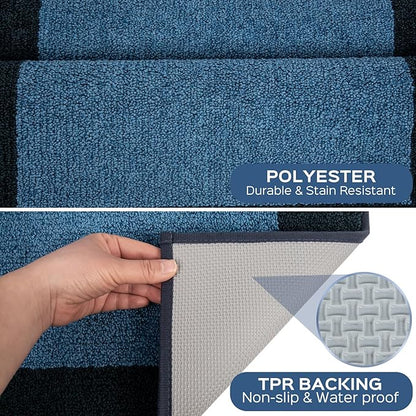 Machine Washable (24" x 36"+ 24" x 60"') Runner Rugs Set of 2, Non Slip Kitchen Mats for Floor, Absorbent Entryway Rug for Kitchen, Bedroom, Hallway, Bathroom, Door (Roll Packing)