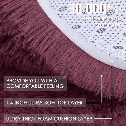 OLANLY 5x7 Machine Washable Large Area Rugs for Living Room, Bedroom, Soft Fluffy Shaggy Bedside Rug, Indoor Floor Carpet for Kids Girls and Boys, Dorms, Nursery, Home Decor Aesthetic, Burgundy
