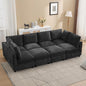 116'' Modular Sectional Cloud Sofa Bed, 8-Seater Convertible Sofa Couch with Ottoman, Modern Deep Seat Sleeper Sofa for Living Room, Chenille Dark Grey