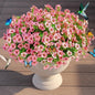 Artificial Flowers for Outdoors Faux Outside Plants Spring Summer Decorations 16 Bundles UV Resistant Silk Daisy Fake Eucalyptus Realistic Used for Yard,Porch,Patio,Window Planter Box Decor