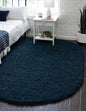 Unique Loom Solid Shag Collection Area Rug (3' 3" x 5' 3" Oval, Sapphire Blue/ Navy Blue)