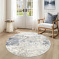 4ft Round Area Rug Living Room Rugs - 4x4 Washable Large Soft Indoor Neutral Modern Abstract Low Pile Rug Carpet for Bedroom Dining Room Farmhouse Home Office - Beige Blue