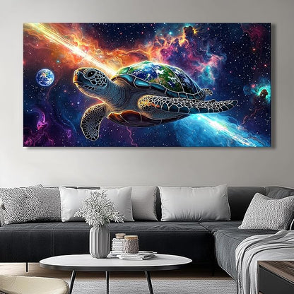 Huaaliunn Canvas Wall Art - Modern Turtle cosmic landscape Paintings for Living Room, Bedroom Wall Decor, Large Wall Art for Home or Office Decoration 75x150cm(30x60in)