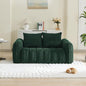 66'' Boneless Corduroy Loveseat Sofa, 2 Seater Tufted Deep Seat Couch with Rounded Armrest, Upholstered Cloud Couch for Living Room, Bedroom, No Assembly, Green