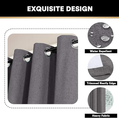 PrinceDeco 100% Blackout Curtains for Sliding Glass Door Blackout Curtains 84 Inches Long Extra Wide Thermal Curtains for Sliding Glass Door Room Divider Curtains,W100 X L84 Inch,Grey