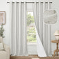 100% Blackout Curtains for Living Room 90 Inch Length 2 Panels Set, Thermal Insulated Light Blocking Boho Faux Linen Window Curtains for Bedroom, Bronze Grommet, Each 52" Wide, Light Grey