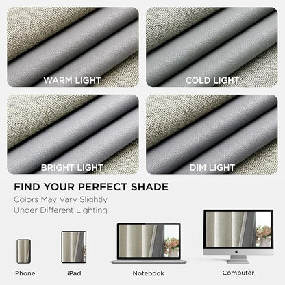 Joydeco Blackout Curtains 90 Inches Long 2 Panels Burg, Room Darkening Curtains for Bedroom, 100% Black Out Textured Thermal Drapes Privacy Protection 2 Panels Set(W52 x L90 Inch, Light Beige)