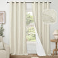 100% Blackout Curtains 96 Inches Long for Living Room 2 Panels Set, Textured Floor Length 95 Inch Thermal Insulated Faux Linen Bronze Grommet Boho Window Drapes, Each 52" Wide, Natural