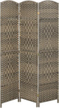 HOMCOM 3 Panel Room Divider, 6' Tall Folding Privacy Screen, Hand-Woven Freestanding Wall Partition for Home Office, Bedroom, Dark Rustic Oak