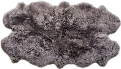 Premium Gray Sheepskin Rug Genuine Quad 4x6ft Pelt Fluffy Fur Rug for Living Room