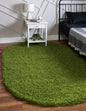 Unique Loom Solid Shag Collection Area Rug (8' x 10' Oval, Grass Green)