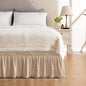 MIYE Wrap Around Ruffled Lace Bed Skirt, Elastic Dust Ruffle with Adjustable Belts, Easy to Put On, Bed Frame Cover, Machine Washable (Tassel Ruffle/Beige, King/Queen-15 Drop)