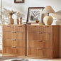 LEYAOYAO Fluted 5 Drawers Dresser for Bedroom Set of 2, 34" Tall Modern Chest of Drawers with Metal Handle, Curved Profile Design,Brown Wood Drawer Organizer for Bedroom, Living Room, Hallway