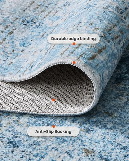 AMADA HOMEFURNISHING 5x7 Area Rugs for Living Room, Modern Abstract Washable Rug Neutral Soft with Non-Slip Backing & Low Pile Kids Rug for Resistant, Bedroom, Nursery Home Office, Light Blue