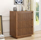 Fluted 3 Drawer Dresser, Mid Century Small Dresser for Bedroom, Wood Chest of Drawers, Modern Closet Clothes Organizer, Walnut Wooden Storage for Living Room, Brown