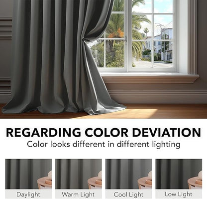 Deconovo Blackout Curtains, Thermal Insulated, W52 x L45 2 Panels, Back Tab, Machine Washable, Room-Darkening Drapes for Bedroom/Living Room Light Grey