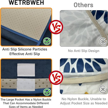 WETRBWEH TV Remote Control Holder Couch Caddy, Non-slip Bedside Caddy Organizer with 5 Pockets for Key Glasses Phone Magazine Holders