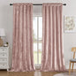 SMILETIME Pink Crushed Velvet Curtains 52x96inch Rod Pocket Luxurious Thermal Insulated Soundproof Drapes Soft and Durable Light-Filtering Window Treatments for Living Room Bedroom, 2 Panels