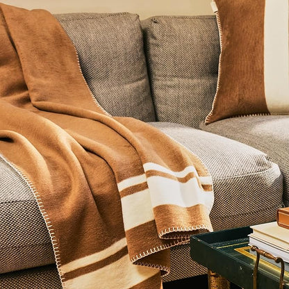 Preston Lane Highrise Throw Blanket – 50" x 70", Premium Cotton-Blend, Soft and Fluffy Throw for Couch, Bed, or Living Room, Cozy and Warm, Made in Portugal, Camel