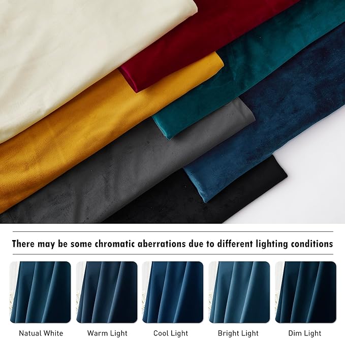 RYB HOME Navy Velvet Curtains 92 inches, Back Tab Soft Fabric Room Darkening Thermal Insulated Luxurious Home Decor Curtains for Living Room Bedroom, W 52" x L 92", 2 Panels Set