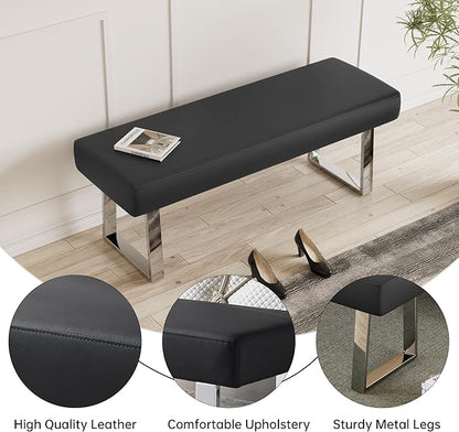 JIEXI Bedroom Bench Bed end upholstered Bench Indoor Corner Small Footstool with Metal Legs, for Kitchen entryway Dining Room and Living Room Window
