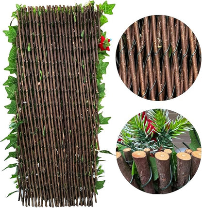 Sumery Expandable Fence Privacy Screen for Balcony Patio Outdoor,Decorative Faux Ivy Fencing Panel,Artificial Hedges (Single Sided Leaves) (2, Christmas-Ivy)