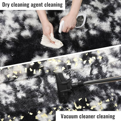 PAGISOFE Black White Grey Bedroom Rugs 4x6 Ft, Soft Fluffy Fuzzy Plush Indoor Floor Area Rug for Living Room Kids Room Playroom Dorm Home Office Nursery Men Boys Rooms Decor Carpet Aesthetic