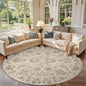 jinchan Torino Classic Floral Round Rug 7ft, Vintage-Inspired Neutral Design 7’Circle Rug, Machine Washable Ultra-Thin Low-Pile Non-Slip Indoor Carpet for Bedroom Dining Room Living Room, Taupe