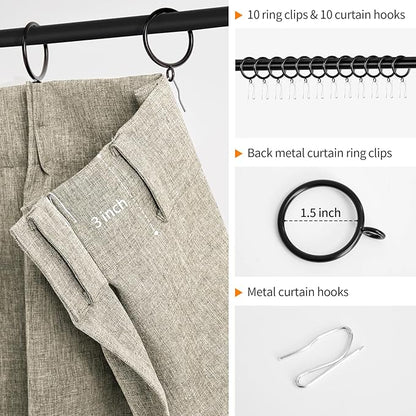 WdFour24 W x 30" L Inch Pinch Pleated Blackout Cafe Curtains - Pack of 2, 100% Light Blocking Back Tab Drapes for Half Windows, Kitchen & Bathroom Short Curtains (Hemp Gray,)