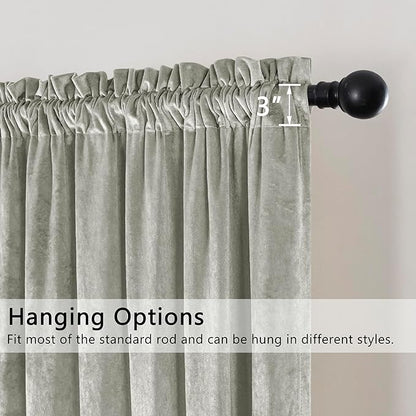 SMILETIME Silver Grey Crushed Velvet Curtains 52x96inch Rod Pocket Luxurious Thermal Insulated Soundproof Drapes Soft and Durable Light-Filtering Window Treatments for Living Room Bedroom, 2 Panels