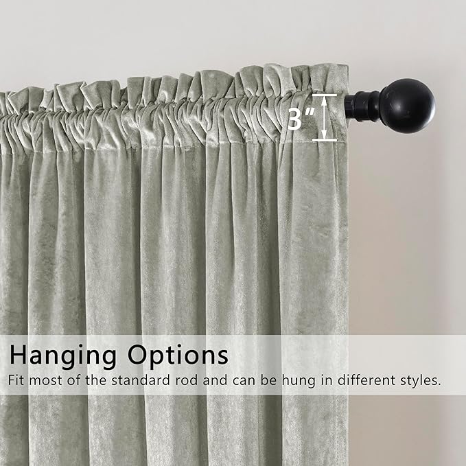SMILETIME Silver Grey Crushed Velvet Curtains 52x108inch Rod Pocket Luxurious Thermal Insulated Soundproof Drapes Soft and Durable Light-Filtering Window Treatments for Living Room Bedroom, 2 Panels