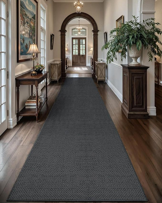 Color&Geometry Door Mat 26" x95, Front Door Mat Indoor Rugs for Entryway, Non Slip Washable Low-Profile Inside Doormat, Entry Mat Entry Rug Door Mats Indoor Entrance, Grey (Rolled-up NO Creases)