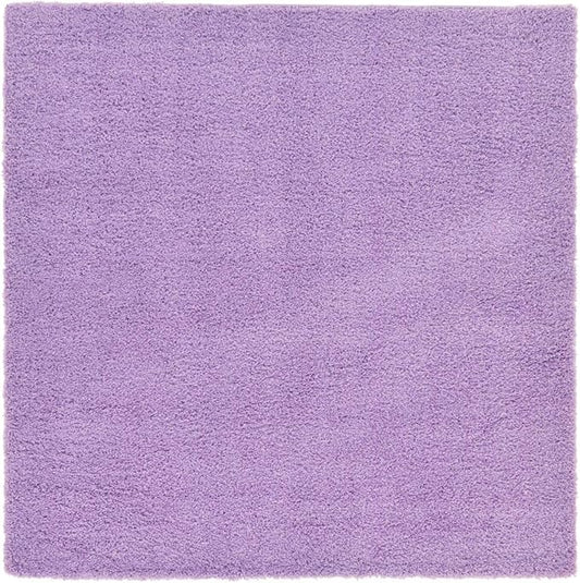 Unique Loom Solid Shag Collection Area Rug (8' Square, Lilac)
