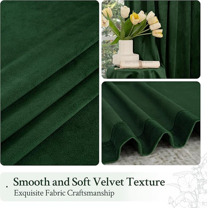 LAMIT Emerald Green Velvet Curtains 84 Inch for Living Room, Thermal Insulated Room Darkening Panels Noise Reducing Back Tab and Rod Pocket Christmas Drapes for Bedroom, 2 Panels, 52 x 84 Inch