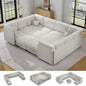 Modular Sectional Sofa with Adjustable Backrest, Large Convertible L/U-Shaped Sleeper Couch for Living Room, Cloud Sofa Bed Modern Reversible Design, White