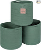 voten Storage Cubes Baskets Bins Organizer 11x11x11'' Fit 12x12''Cube Storage Organizer Bookcases Shelf,Durable Woven Cotton Storage Basket for Organizing,Round 3Pack Green
