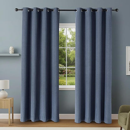 Amazon Basics 100% Blackout Curtains with Grommets, 2 Panels, 52 x 96 Inches, Navy