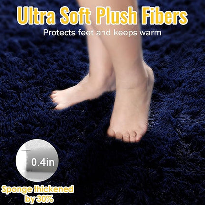 PAGISOFE Dark Navy Blue Rugs for Living Room 5x8 Ft, Plush Area Rugs for Bedroom, Non-Shedding, Indoor Furry Floor Rugs for Nursery Playroom, Shag Carpet for Kids Room Decor Aesthetic, Dark Blue