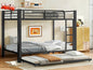 LUCALEO Stronger & Truly Reinforced Heavy Duty Metal Bunk Bed Full Over Full Size Bunkbed, Thickened More Stable & Safer Steel Bunk Bed Frame with Twin Size Trundle (Greater Weight Capacity)