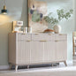 T4TREAM Large Buffet Sideboard Cabinet with Storages, 60" Fluted Modern Buffet Table Coffee Bar Wine Bar Storage Cabinet with 3 Drawers & 4 Doors for Dining Room, Living Room, Hallway(White Alder)